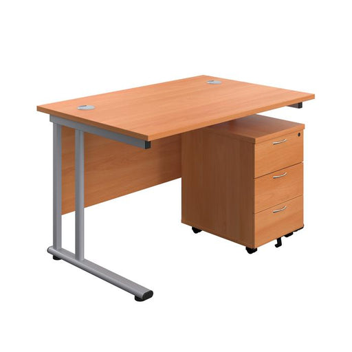 Start Next Day Delivery Cantilever Desk & Three Drawer Pedestal Bundle