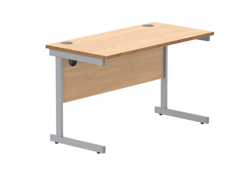 Office Rectangular Desk With Steel Single Upright Cantilever Frame | 1200X600 | Beech/Silver