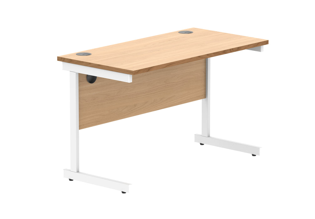 Office Rectangular Desk With Steel Single Upright Cantilever Frame | 1200X600 | Beech/White