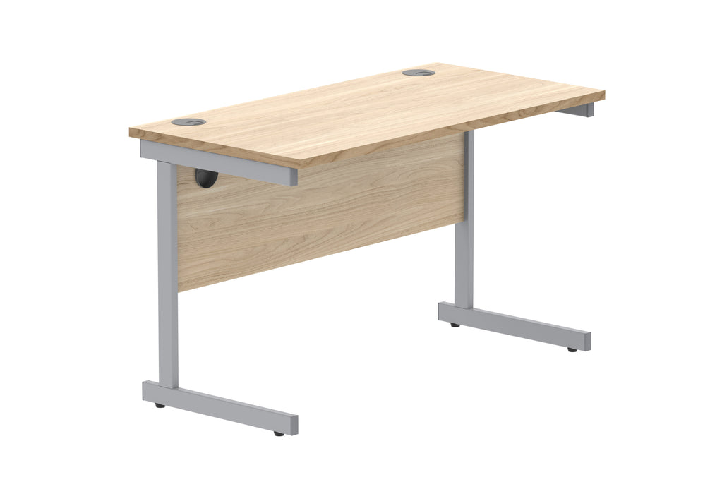 Office Rectangular Desk With Steel Single Upright Cantilever Frame | 1200X600 | Oak/Silver