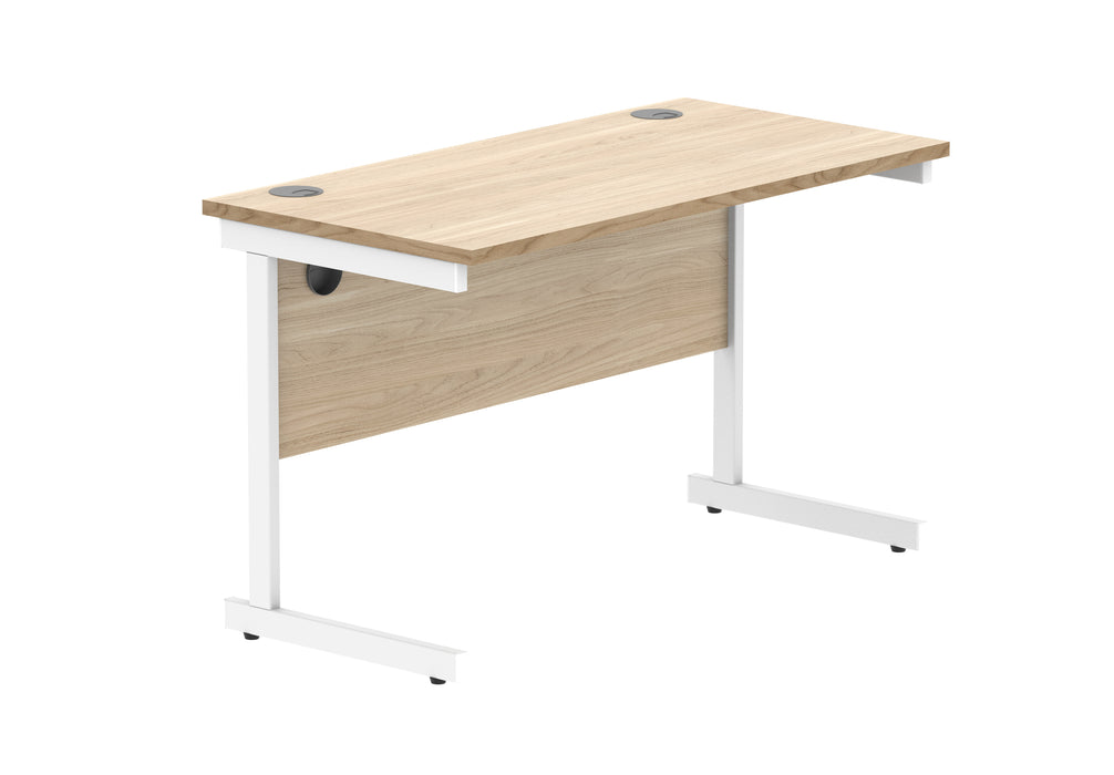 Office Rectangular Desk With Steel Single Upright Cantilever Frame | 1200X600 | Oak/White