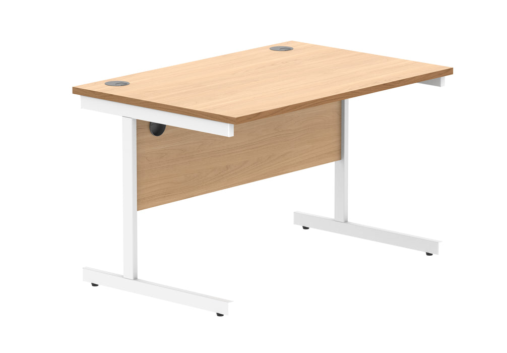 Office Rectangular Desk With Steel Single Upright Cantilever Frame | 1200X800 | Beech/White