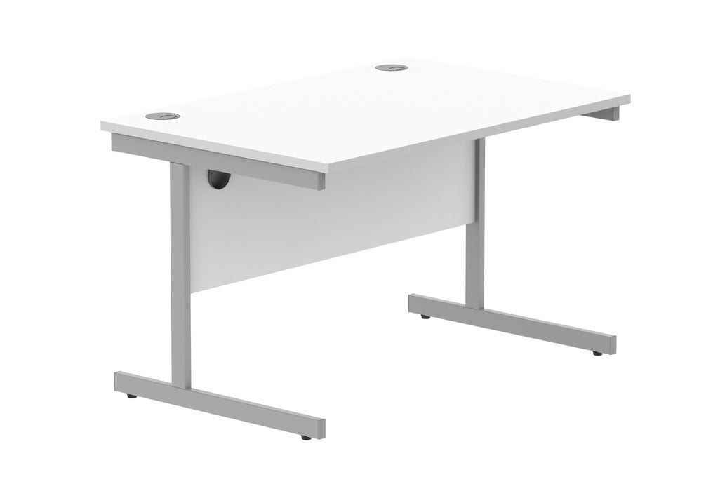 Office Rectangular Desk With Steel Single Upright Cantilever Frame | 1200X800 | White/White