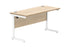 Office Rectangular Desk With Steel Single Upright Cantilever Frame | 1400X600 | Oak/White