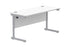 Office Rectangular Desk With Steel Single Upright Cantilever Frame | 1400X600 | White/Silver