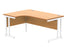 Office Left Hand Corner Desk With Steel Double Upright Cantilever Frame | 1600X1200 | Beech/White