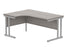 Office Left Hand Corner Desk With Steel Double Upright Cantilever Frame | 1600X1200 | Grey Oak/Silver