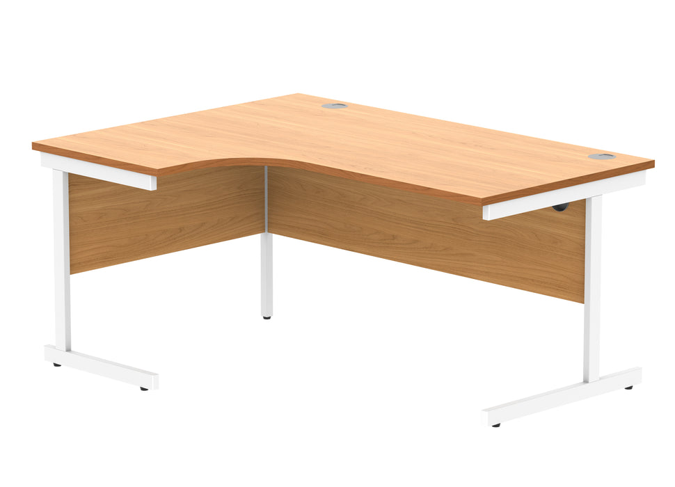 Office Left Hand Corner Desk With Steel Single Upright Cantilever Frame | 1600X1200 | Beech/White