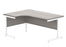 Office Left Hand Corner Desk With Steel Single Upright Cantilever Frame | 1600X1200 | Grey Oak/White