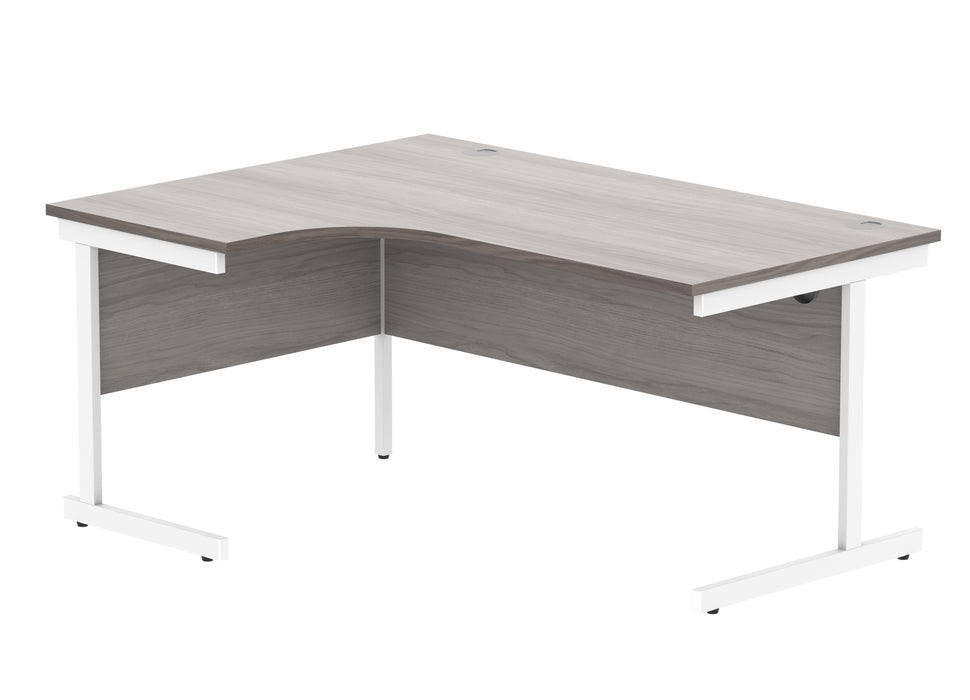 Office Left Hand Corner Desk With Steel Single Upright Cantilever Frame | 1600X1200 | Grey Oak/White