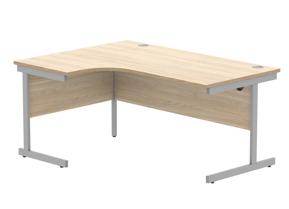 Office Left Hand Corner Desk With Steel Single Upright Cantilever Frame | 1600X1200 | Oak/Silver