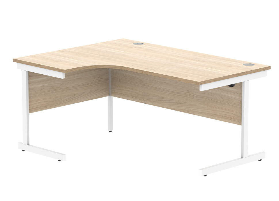 Office Left Hand Corner Desk With Steel Single Upright Cantilever Frame | 1600X1200 | Oak/White