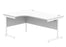 Office Left Hand Corner Desk With Steel Single Upright Cantilever Frame | 1600X1200 | White/White