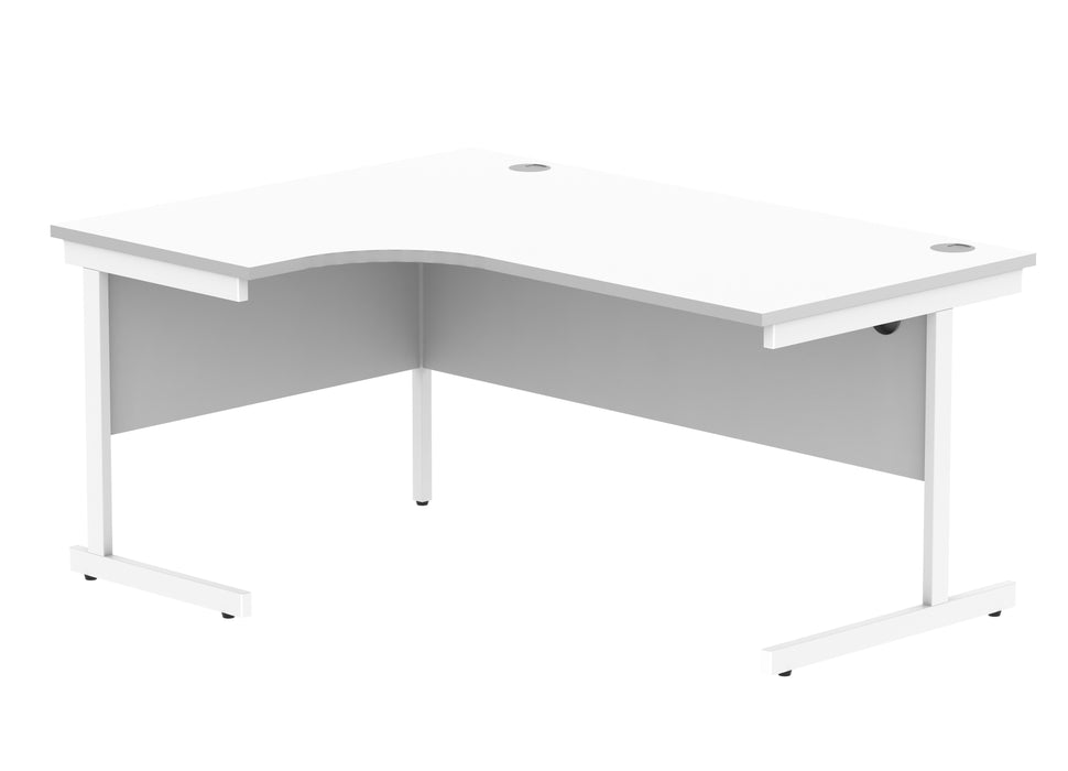 Office Left Hand Corner Desk With Steel Single Upright Cantilever Frame | 1600X1200 | White/White