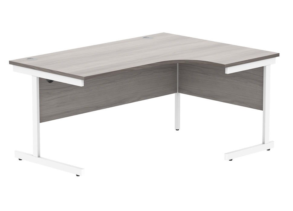 Office Right Hand Corner Desk With Steel Single Upright Cantilever Frame | 1600X1200 | Grey Oak/White