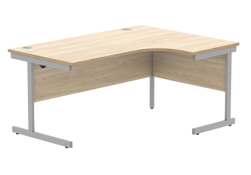 Office Right Hand Corner Desk With Steel Single Upright Cantilever Frame | 1600X1200 | Oak/Silver