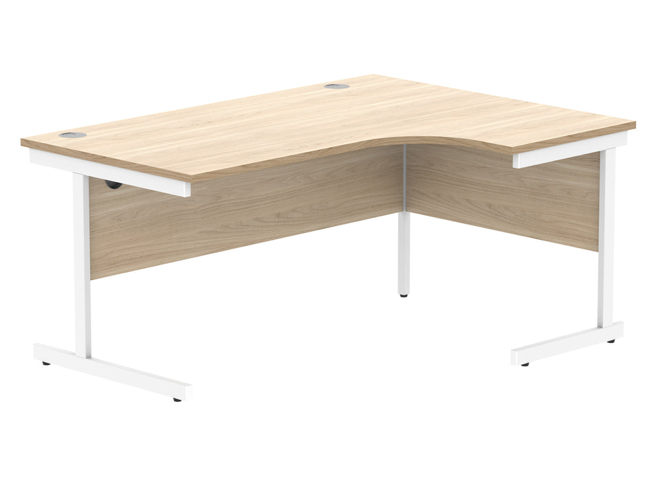 Office Right Hand Corner Desk With Steel Single Upright Cantilever Frame | 1600X1200 | Oak/White