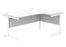 Office Right Hand Corner Desk With Steel Single Upright Cantilever Frame | 1600X1200 | White/White