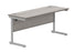 Office Rectangular Desk With Steel Single Upright Cantilever Frame | 1600X600 | Grey Oak/Silver