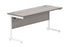 Office Rectangular Desk With Steel Single Upright Cantilever Frame | 1600X600 | Grey Oak/White