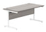 Office Rectangular Desk With Steel Single Upright Cantilever Frame | 1600X800 | Grey Oak/White