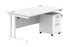 Double Upright Rectangular Desk + 2 Drawer Mobile Under Desk Pedestal | 1400X800 | Arctic White/White