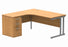 Double Upright Left Hand Radial Desk + Desk High Pedestal | 1600X1200 | Norwegian Beech/Silver