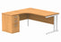 Double Upright Left Hand Radial Desk + Desk High Pedestal | 1600X1200 | Norwegian Beech/White