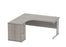 Double Upright Left Hand Radial Desk + Desk High Pedestal | 1600X1200 | Alaskan Grey Oak/Silver