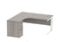 Double Upright Left Hand Radial Desk + Desk High Pedestal | 1600X1200 | Alaskan Grey Oak/White