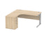 Double Upright Left Hand Radial Desk + Desk High Pedestal | 1600X1200 | Canadian Oak/Silver