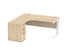 Double Upright Left Hand Radial Desk + Desk High Pedestal | 1600X1200 | Canadian Oak/White