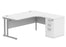 Double Upright Right Hand Radial Desk + Desk High Pedestal | 1600X1200 | Arctic White/Silver