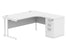 Double Upright Right Hand Radial Desk + Desk High Pedestal | 1600X1200 | Arctic White/White