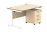 Single Upright Rectangular Desk + 3 Drawer Mobile Under Desk Pedestal | 1200X800 | Canadian Oak/White