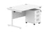 Single Upright Rectangular Desk + 3 Drawer Mobile Under Desk Pedestal | 1200X800 | Arctic White/White