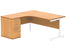 Single Upright Left Hand Radial Desk + Desk High Pedestal | 1600X1200 | Norwegian Beech/White