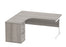 Single Upright Left Hand Radial Desk + Desk High Pedestal | 1600X1200 | Alaskan Grey Oak/Silver