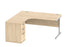Single Upright Left Hand Radial Desk + Desk High Pedestal | 1600X1200 | Canadian Oak/Silver