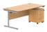 Single Upright Rectangular Desk + 3 Drawer Mobile Under Desk Pedestal | 1600X800 | Norwegian Beech/Silver