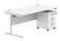 Single Upright Rectangular Desk + 3 Drawer Mobile Under Desk Pedestal | 1600X800 | Arctic White/Silver