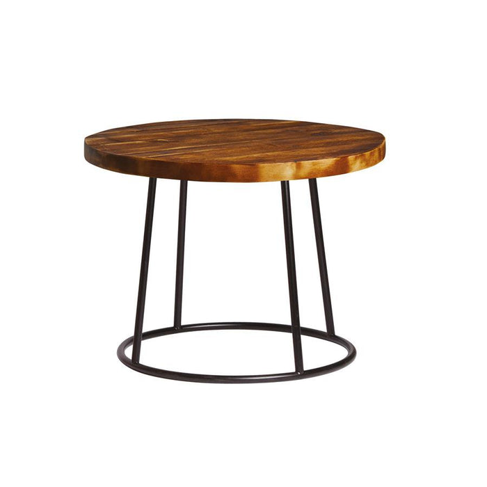 Max Coffee Table - RAW Base - Rustic Solid Wood Top - 600Dia