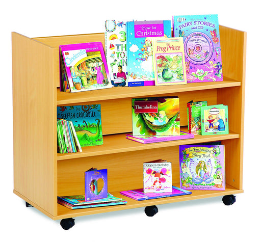 Double sided Library Unit with 3 horizontal shelves