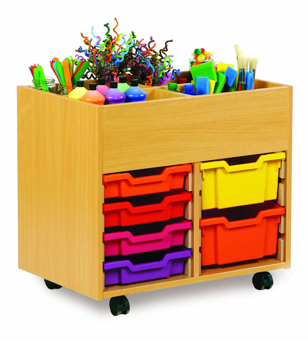 4 bay art kinderbox unit with trays