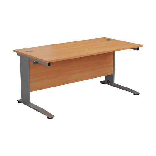 One Cable Cantilever Office Desk - 800mm Deep Walnut/White