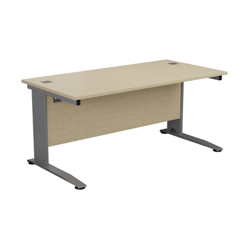 One Cable Cantilever Office Desk - 800mm Deep White/Silver