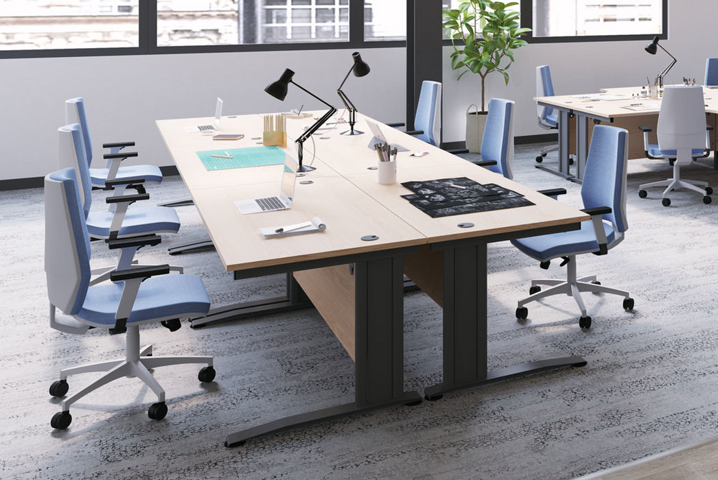 One Cable Cantilever Office Desk - 600mm Deep